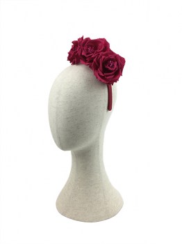 Fuchsia zijden rozen haarband2